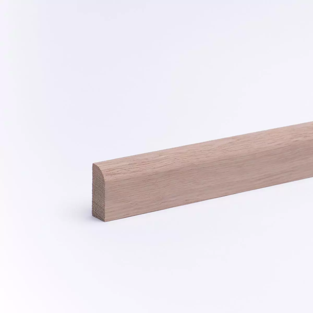 30 lfm Leiste massiv Eiche 35 x 15mm mit abgerundeter Vorderkante roh