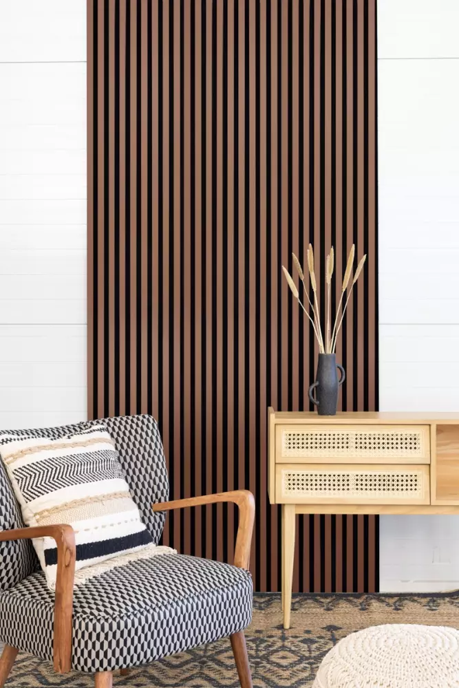 Akustikpaneel 2400 x 600 mm Autumn - Akustikfilz  Schwarz - Wandverkleidung