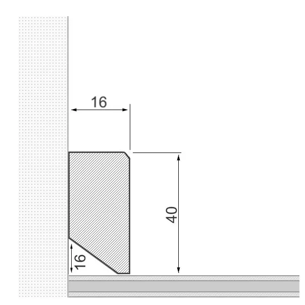 Massivholz-Sockelleiste 40x16mm gefast - Eiche roh