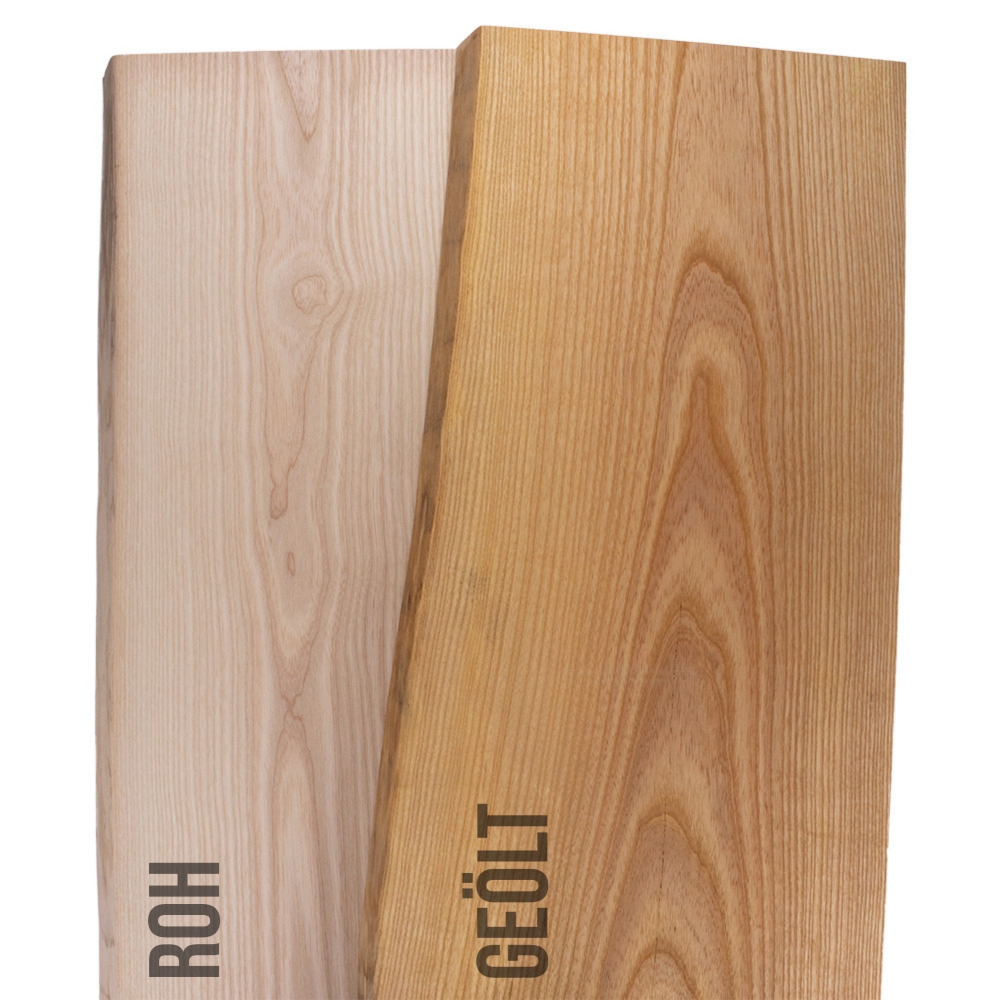 Esche Massivholz 40 mm einseitig Baumkante  - Tiefe 15 cm Esche Massivholz 40 mm einseitig Baumkante  - Tiefe 15 cm