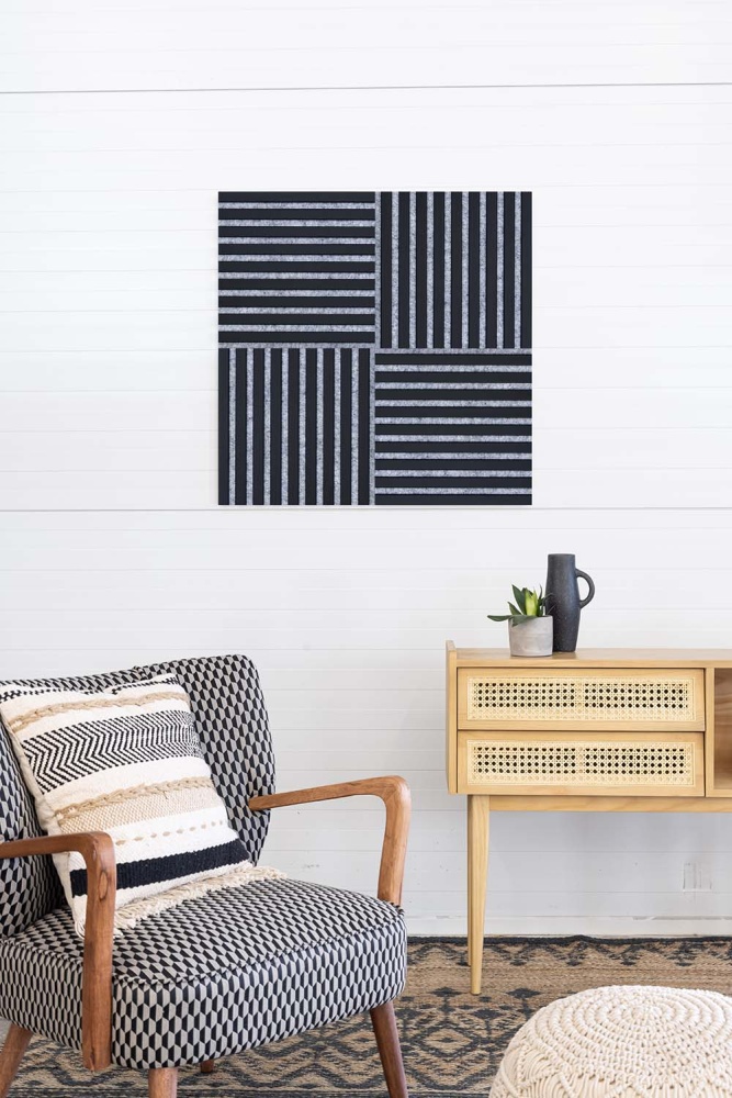 Akustikpaneel 400 x 400 mm Schwarz - Akustikfilz Grau - Wandverkleidung Akustikpaneel 400 x 400 mm Schwarz - Akustikfilz Grau - Wandverkleidung