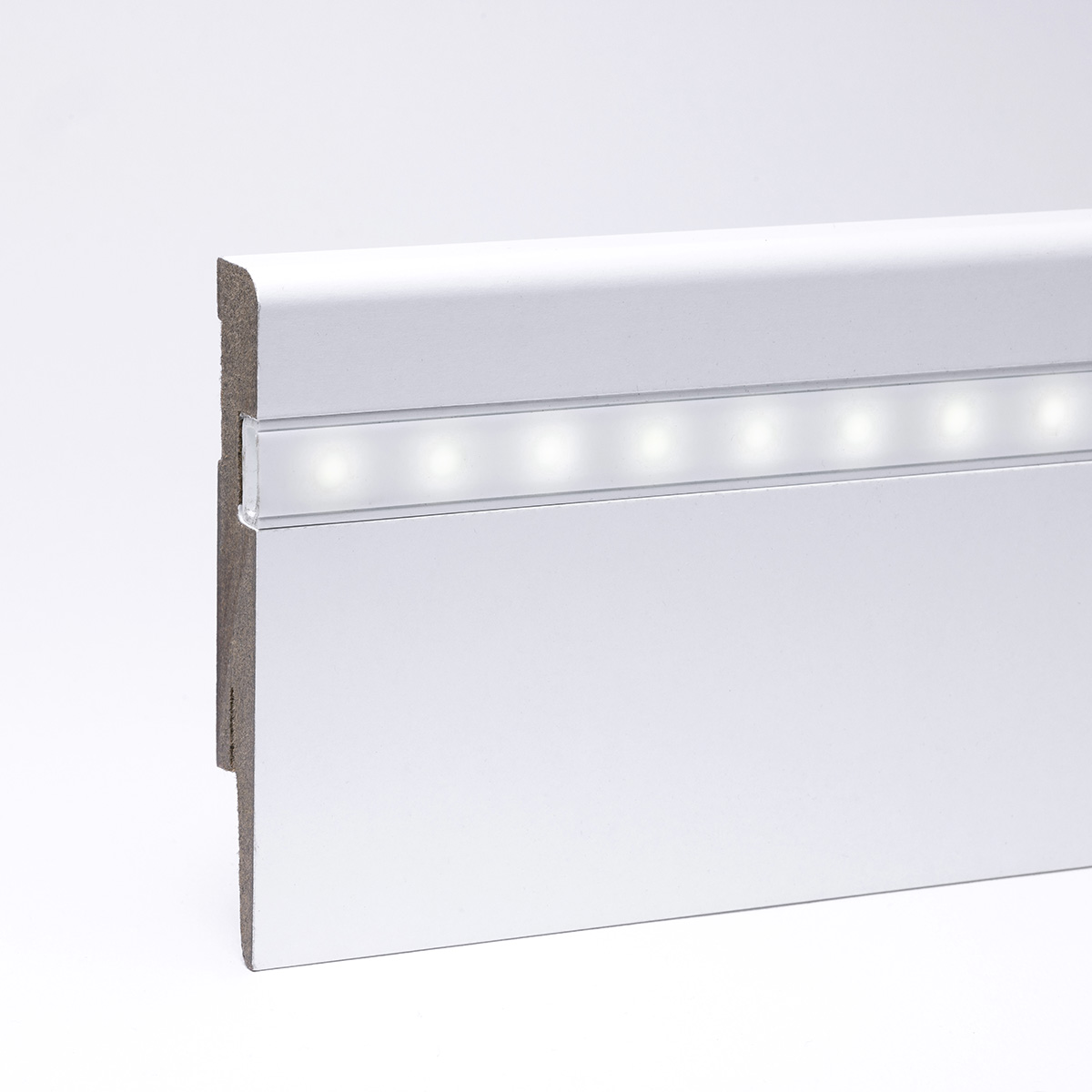 LED-Sockelleiste - Weimarer Profil 100mm MDF - Weiß LED-Sockelleiste - Weimarer Profil 100mm MDF - Weiß
