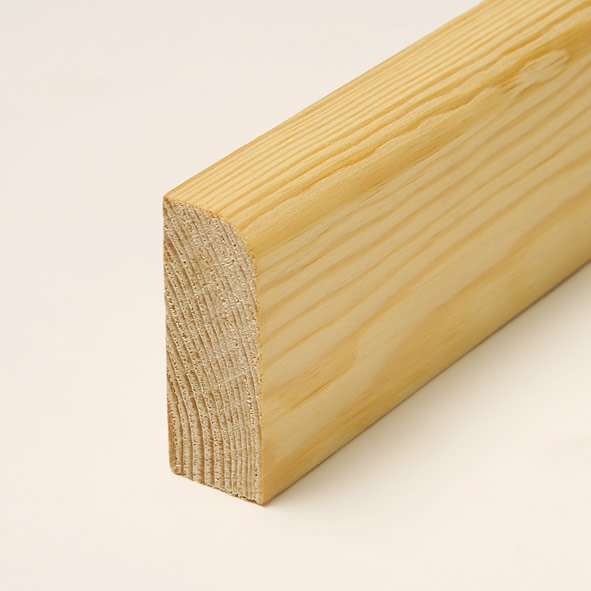 Massivholz-Sockelleiste abgerundet 80mm - Kiefer geölt