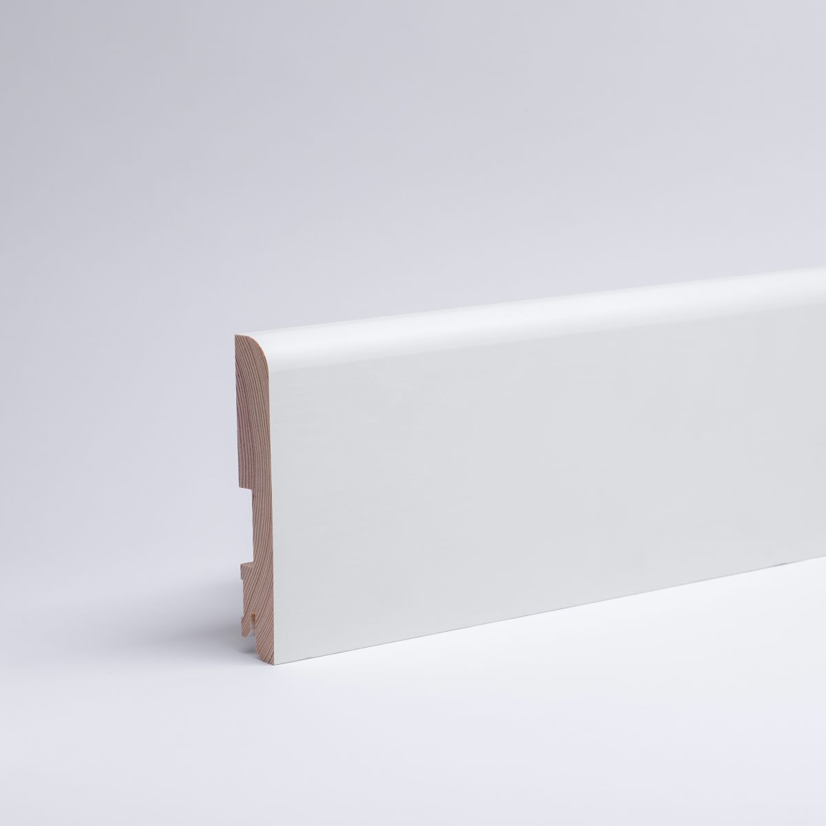 20 lfm Massivholz-Sockelleiste Abgerundet 120mm - Weiß lackiert