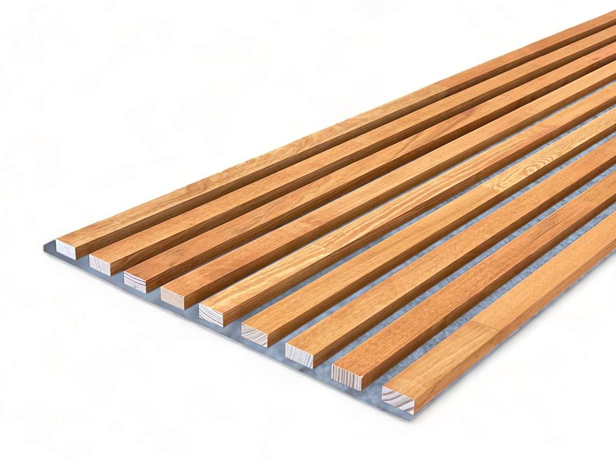 Acoustic+ Massivholz Akustikpaneel Grau 2600 x 400 mm - Kiefer - Safran Red