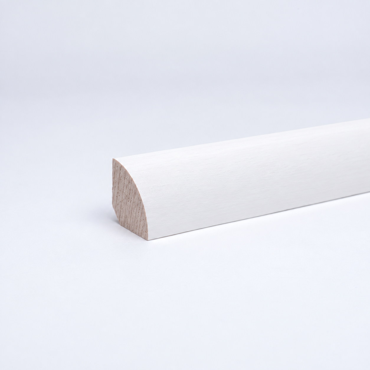 Viertelstableiste Buche Massivholz 12 × 12 mm – Weiß lackiert RAL9016