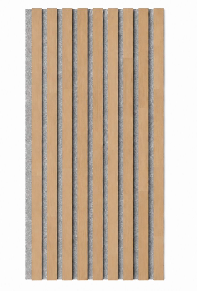 Acoustic+ Massivholz Akustikpaneel Grau 2600 x 400 mm - Eiche Natur - Ash Grey