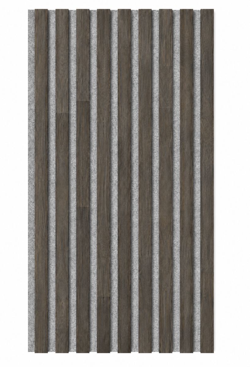 Acoustic+ Massivholz Akustikpaneel Grau 2600 x 400 mm - Eiche Natur - Midnight Black