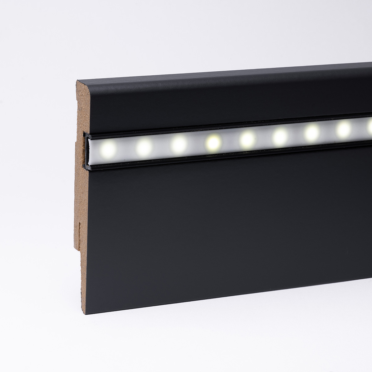 LED-Sockelleiste - Weimarer Profil 100mm MDF - Grau/Anthrazit LED-Sockelleiste - Weimarer Profil 100mm MDF - Grau/Anthrazit