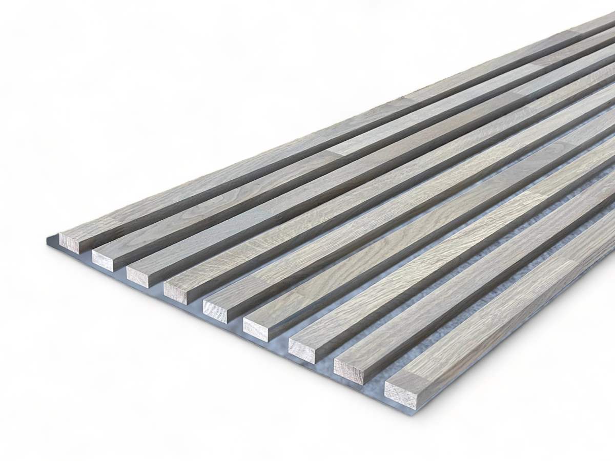 Massivholz Akustikpaneele Grau 2600 x 400 mm Eiche natur - Ash Grey
